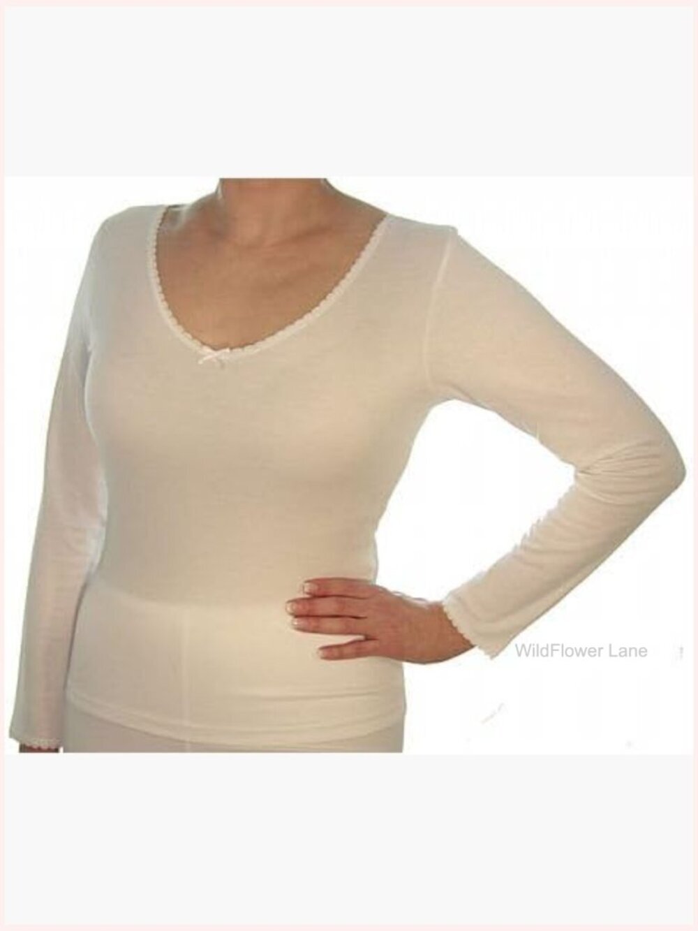 Soft Cotton Long Sleeve V-Neck Blouse - Pull On Comfort Top